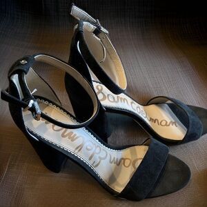 Sam Edelman suede dress sandal, chunky heel, EUC, sz 9, ankle strap,